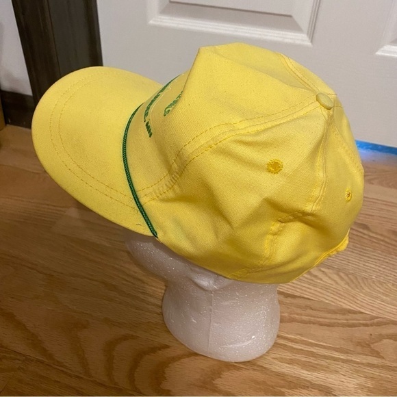 Vintage Straddle Duals John Deere Tractor Hat Strapback Yellow Green Rope - Picture 6 of 9